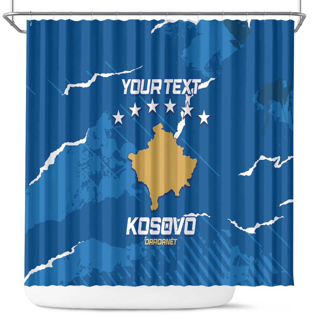 Custom Kosovo Football Shower Curtain Come On Dardanet LT14