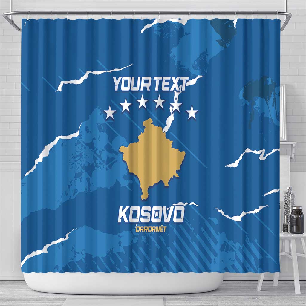 Custom Kosovo Football Shower Curtain Come On Dardanet LT14