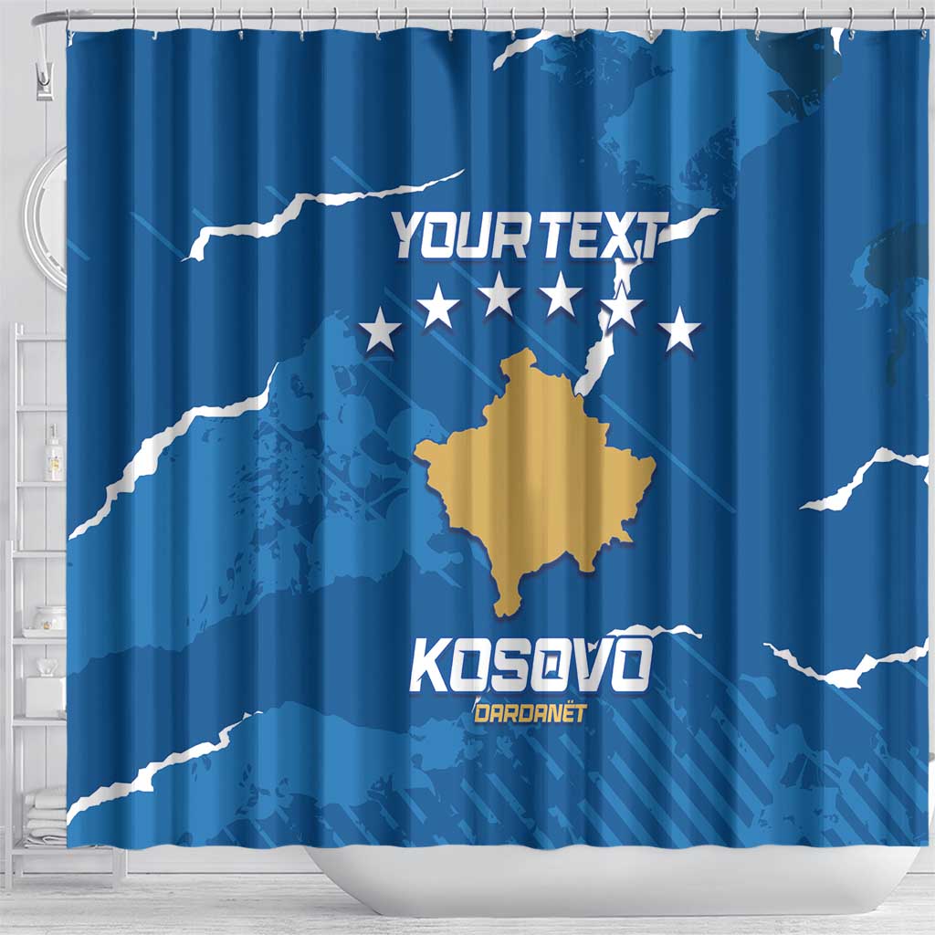 Custom Kosovo Football Shower Curtain Come On Dardanet LT14