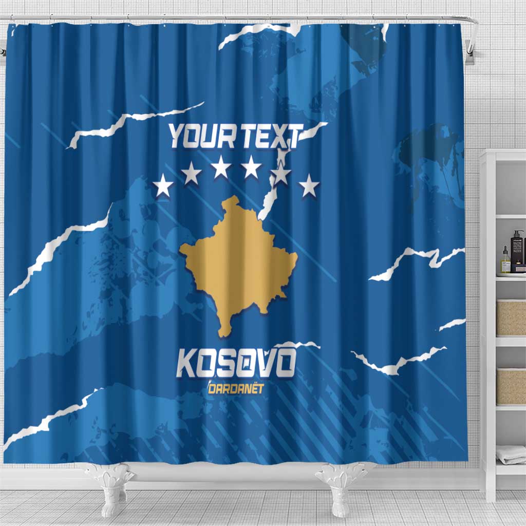 Custom Kosovo Football Shower Curtain Come On Dardanet LT14