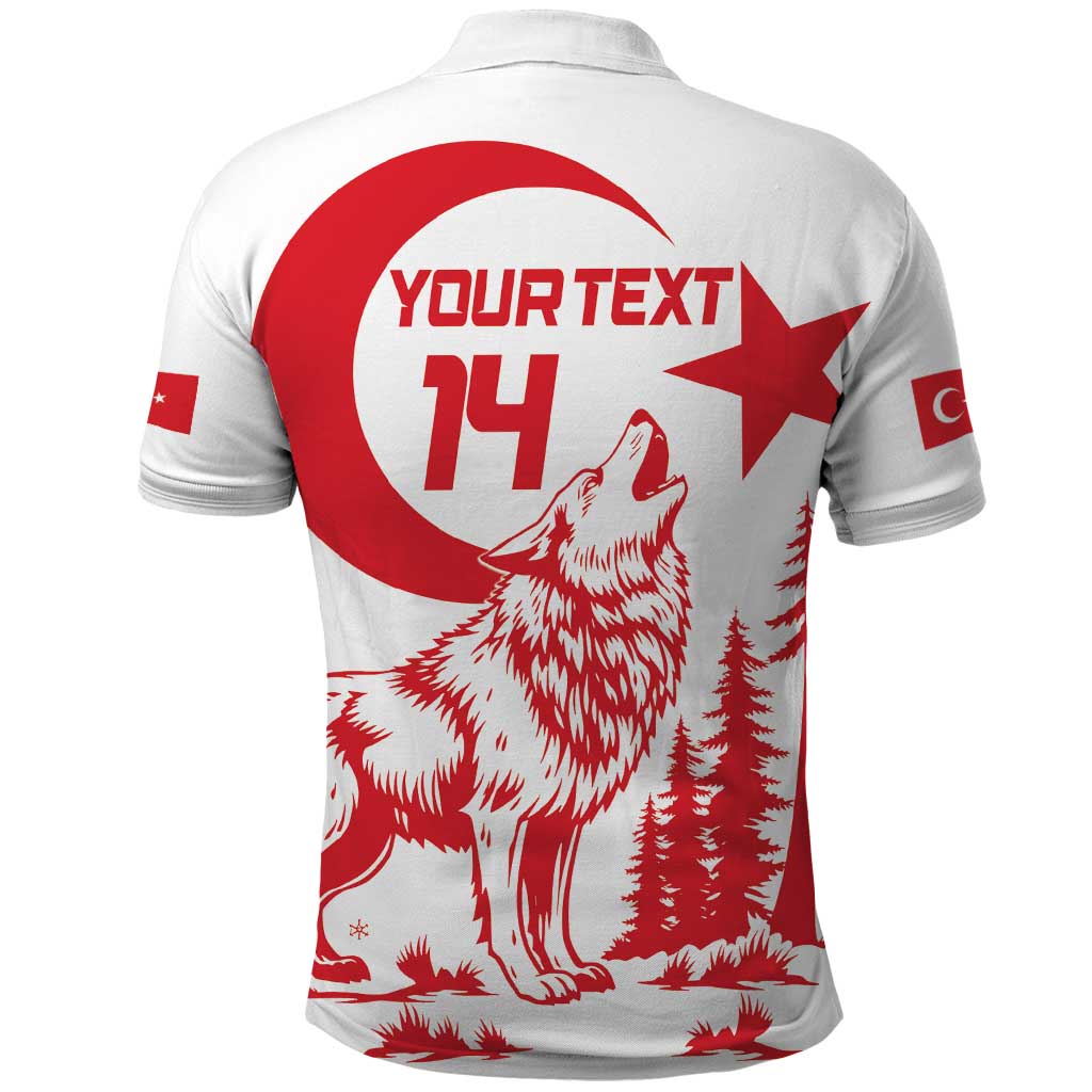 Custom Turkey Football Polo Shirt Turkyie Wolf With Crescent-Stars LT14