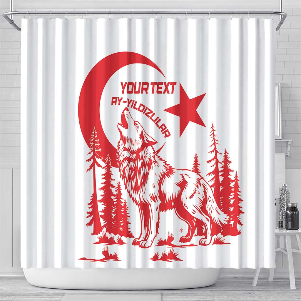 Custom Turkey Football Shower Curtain Turkyie Wolf With Crescent-Stars LT14