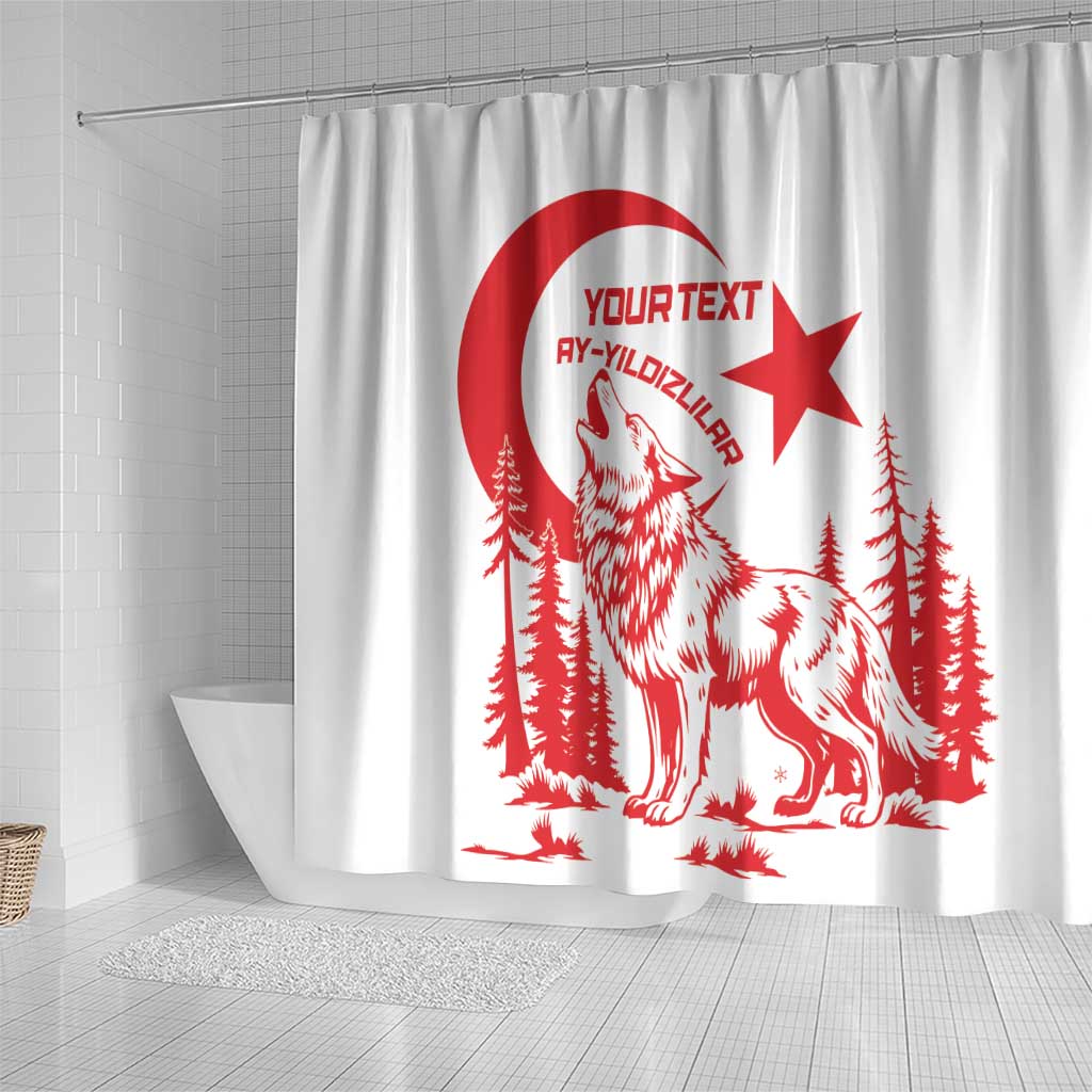 Custom Turkey Football Shower Curtain Turkyie Wolf With Crescent-Stars LT14