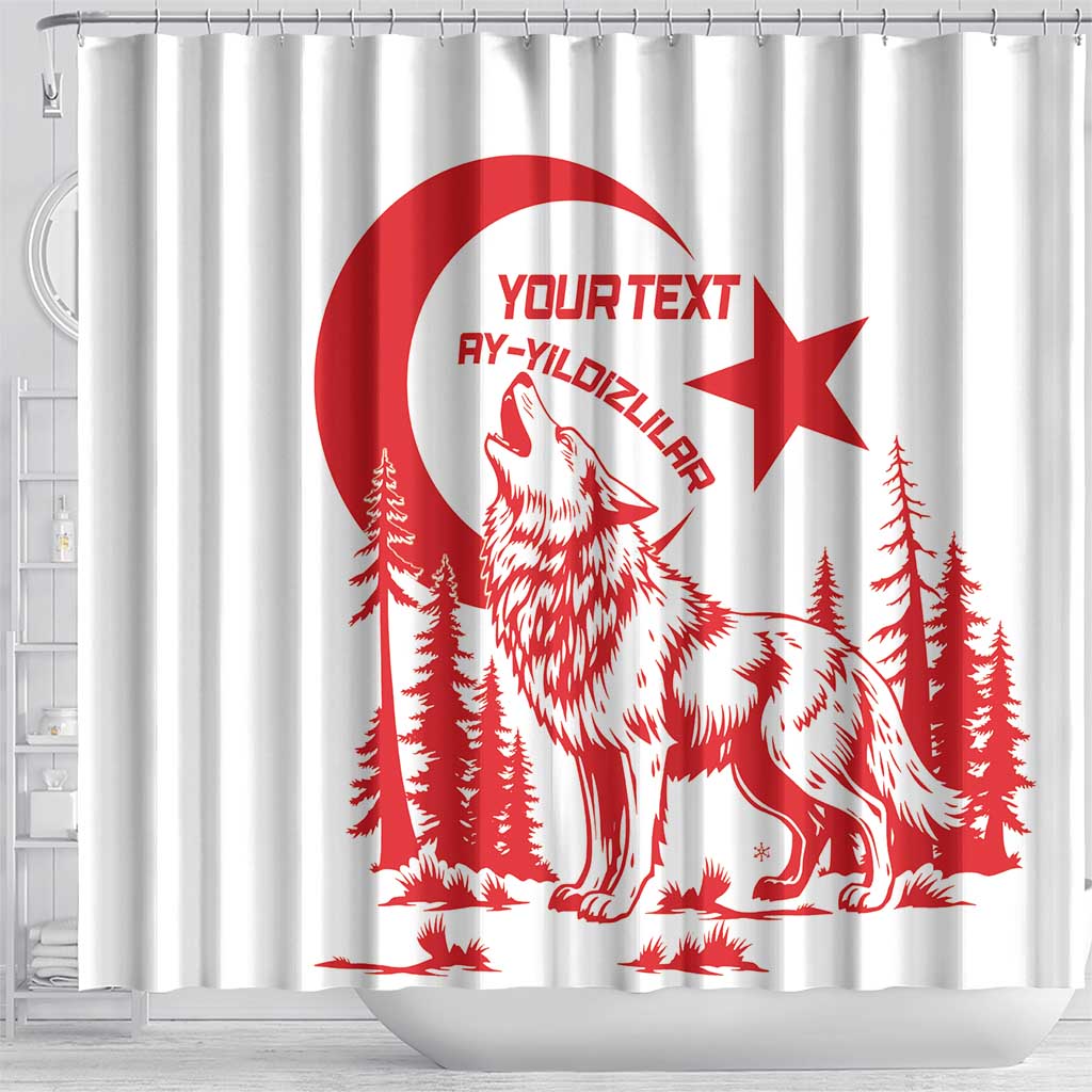 Custom Turkey Football Shower Curtain Turkyie Wolf With Crescent-Stars LT14