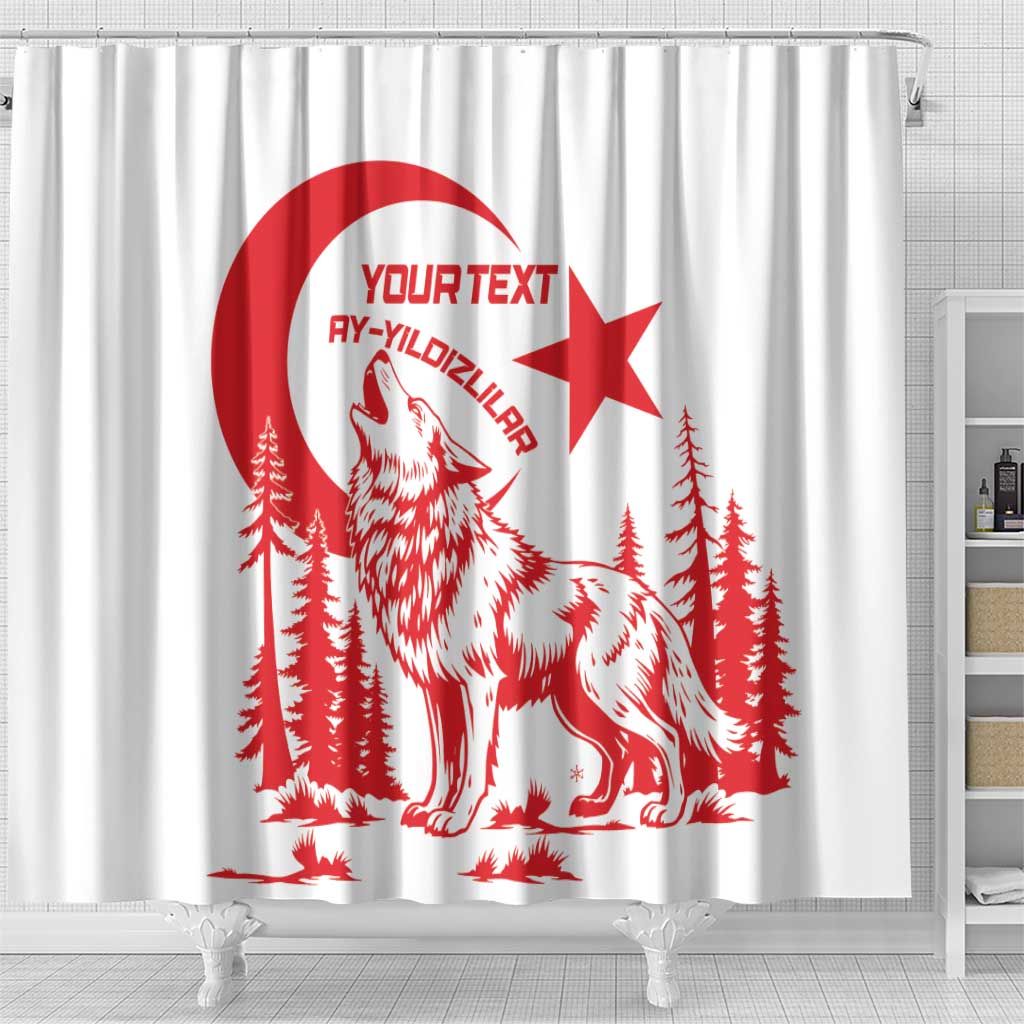 Custom Turkey Football Shower Curtain Turkyie Wolf With Crescent-Stars LT14