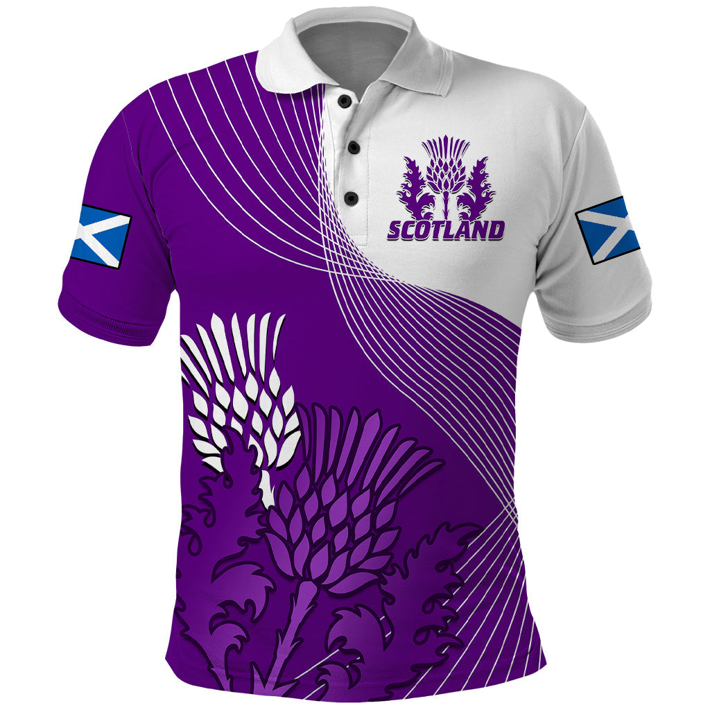 (Custom Text And Number) Scotland Rugby Polo Shirt Thistle Unique Go Scottish Purple Version LT14