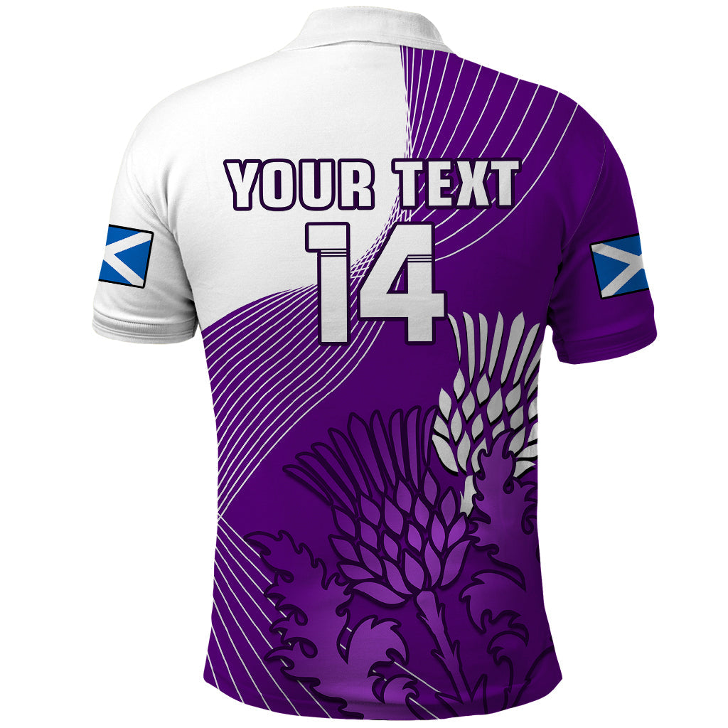 (Custom Text And Number) Scotland Rugby Polo Shirt Thistle Unique Go Scottish Purple Version LT14