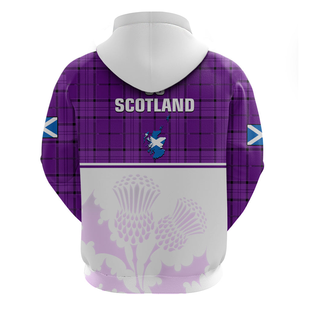 Scotland Rugby Hoodie Thistle Mix Tartan Scottish Map Sporty Version Purple LT14