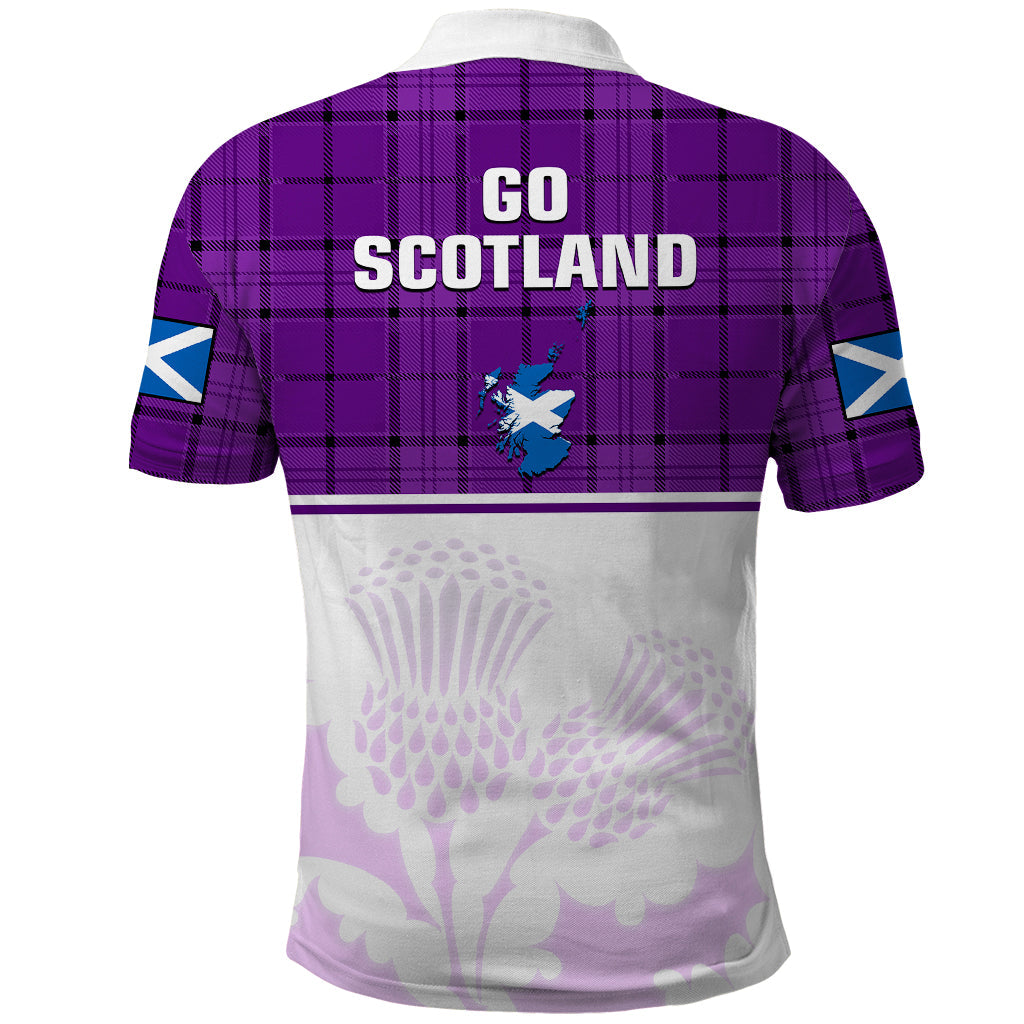 Scotland Rugby Polo Shirt Thistle Mix Tartan Scottish Map Sporty Version Purple LT14