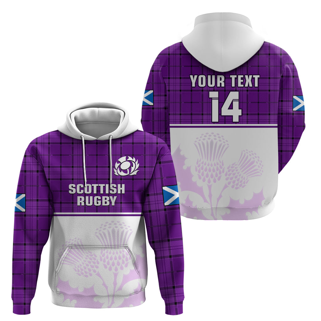 Custom Scotland Rugby Hoodie Thistle Mix Tartan Scottish Map Sporty Version Purple LT14