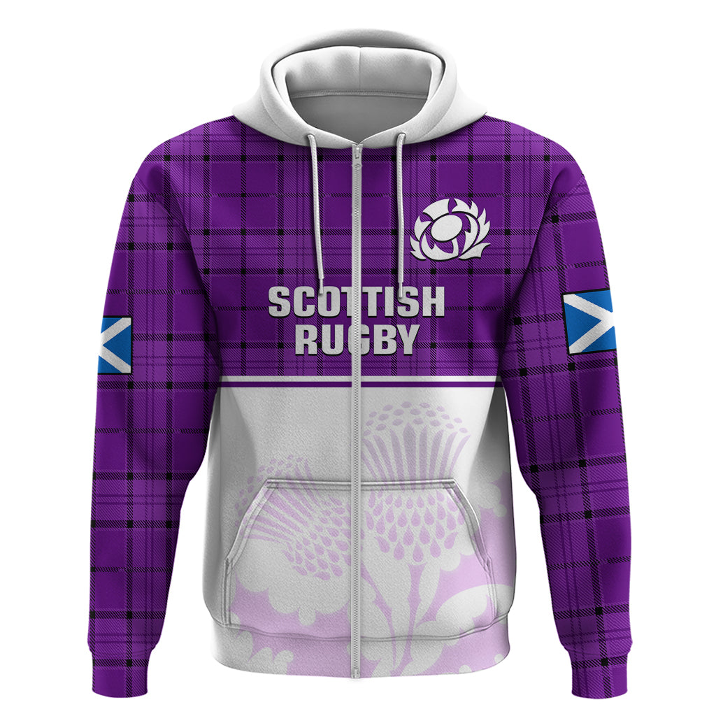 Custom Scotland Rugby Hoodie Thistle Mix Tartan Scottish Map Sporty Version Purple LT14