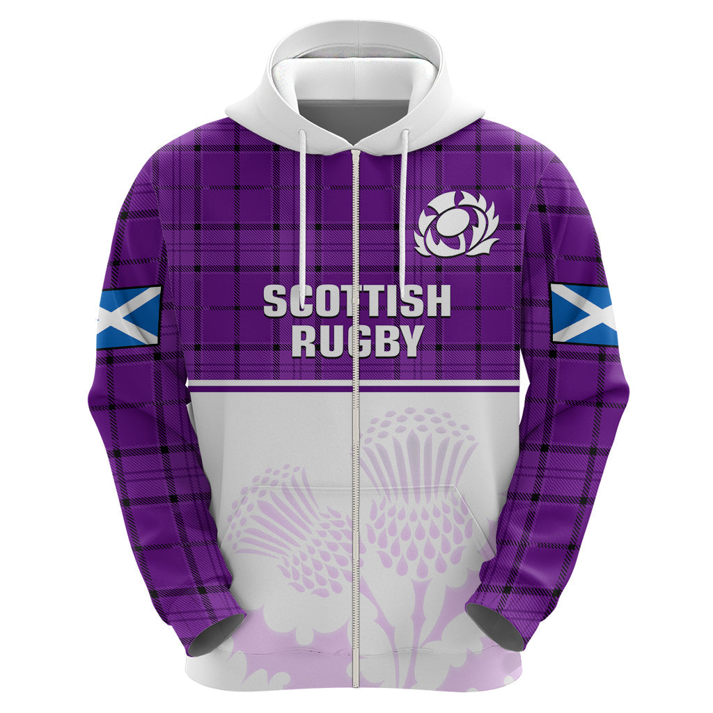 Custom Scotland Rugby Hoodie Thistle Mix Tartan Scottish Map Sporty Version Purple LT14