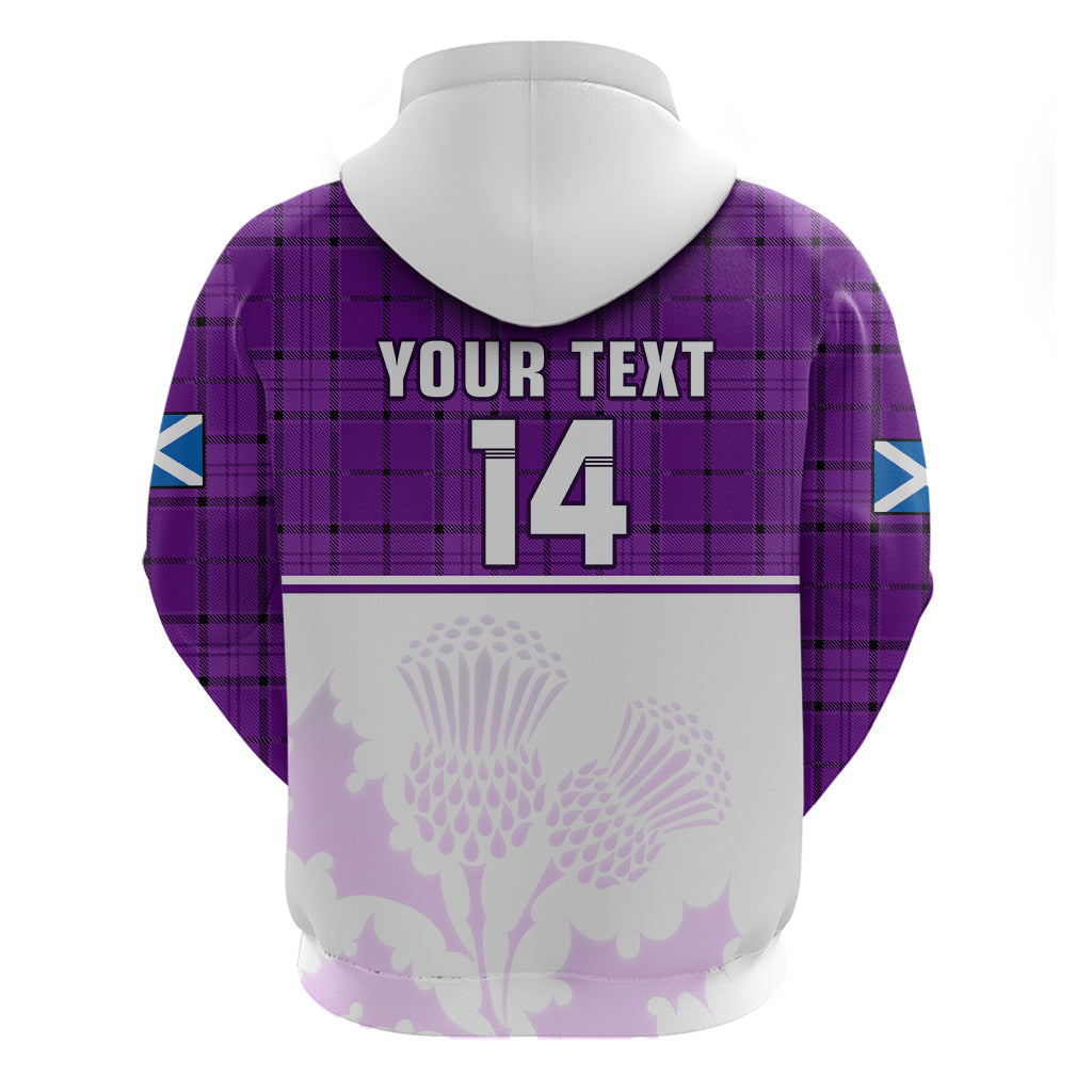 Custom Scotland Rugby Hoodie Thistle Mix Tartan Scottish Map Sporty Version Purple LT14