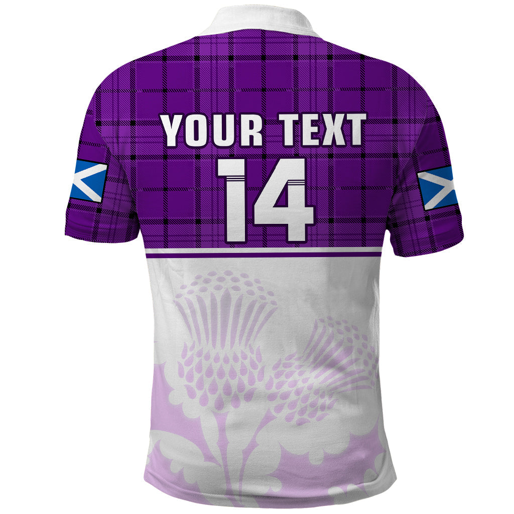 (Custom Text And Number) Scotland Rugby Polo Shirt Thistle Mix Tartan Scottish Map Sporty Version Purple LT14