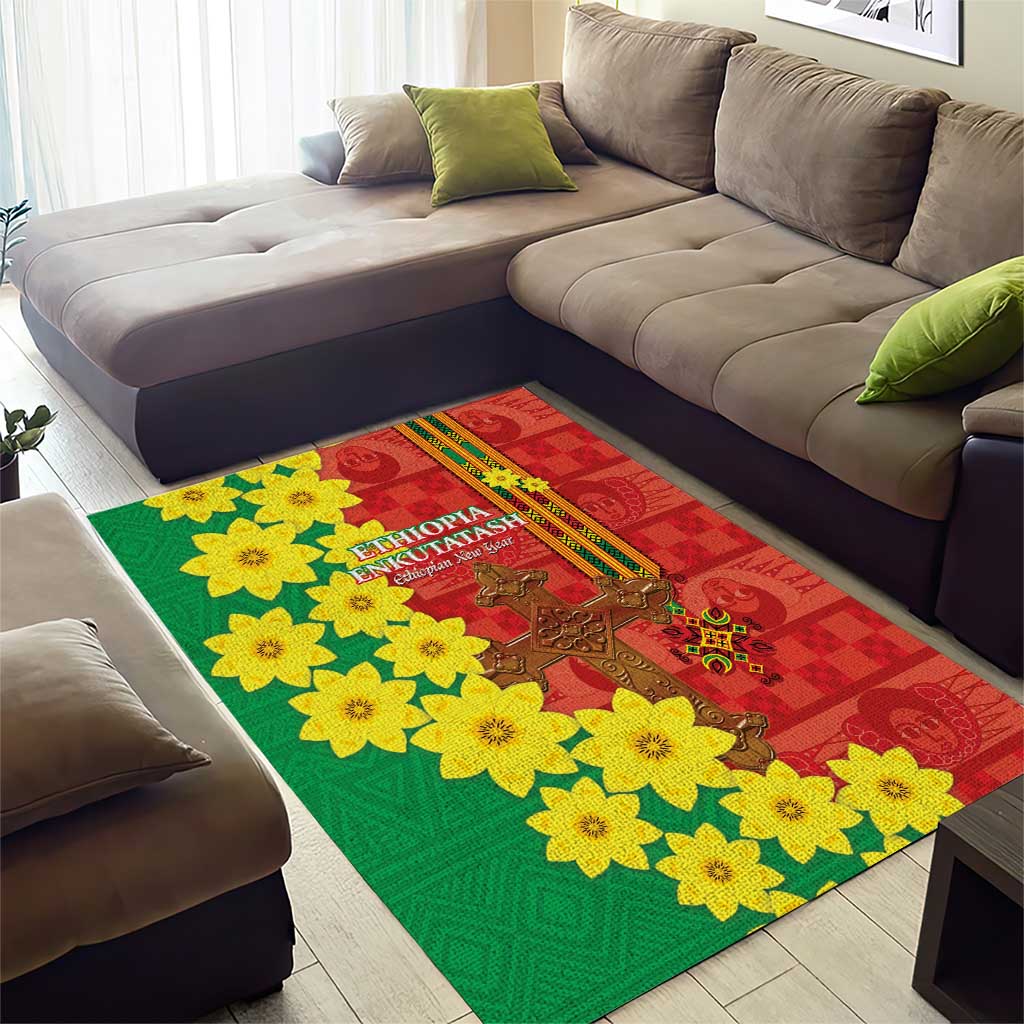 Enkutatash Ethiopia Area Rug Melkam Addis Amet Adey Abeba Flower LT14