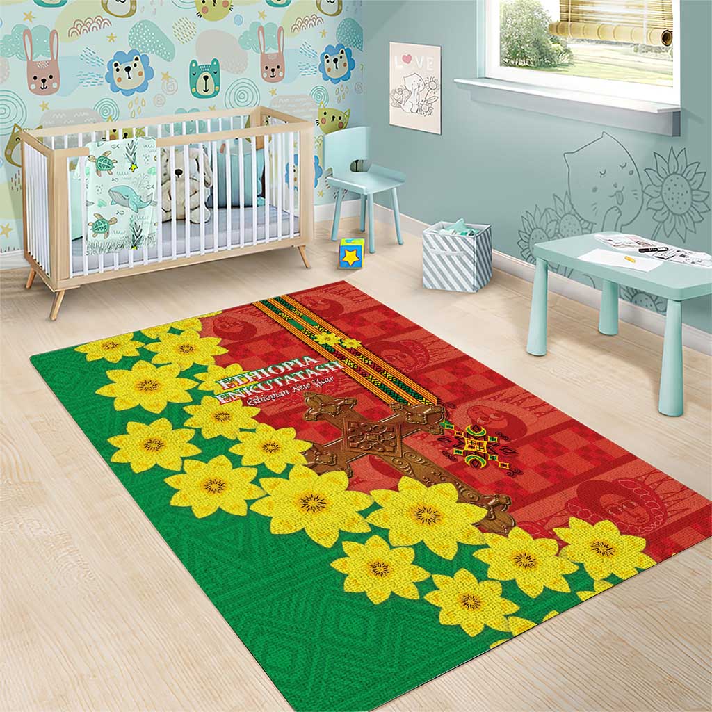 Enkutatash Ethiopia Area Rug Melkam Addis Amet Adey Abeba Flower LT14