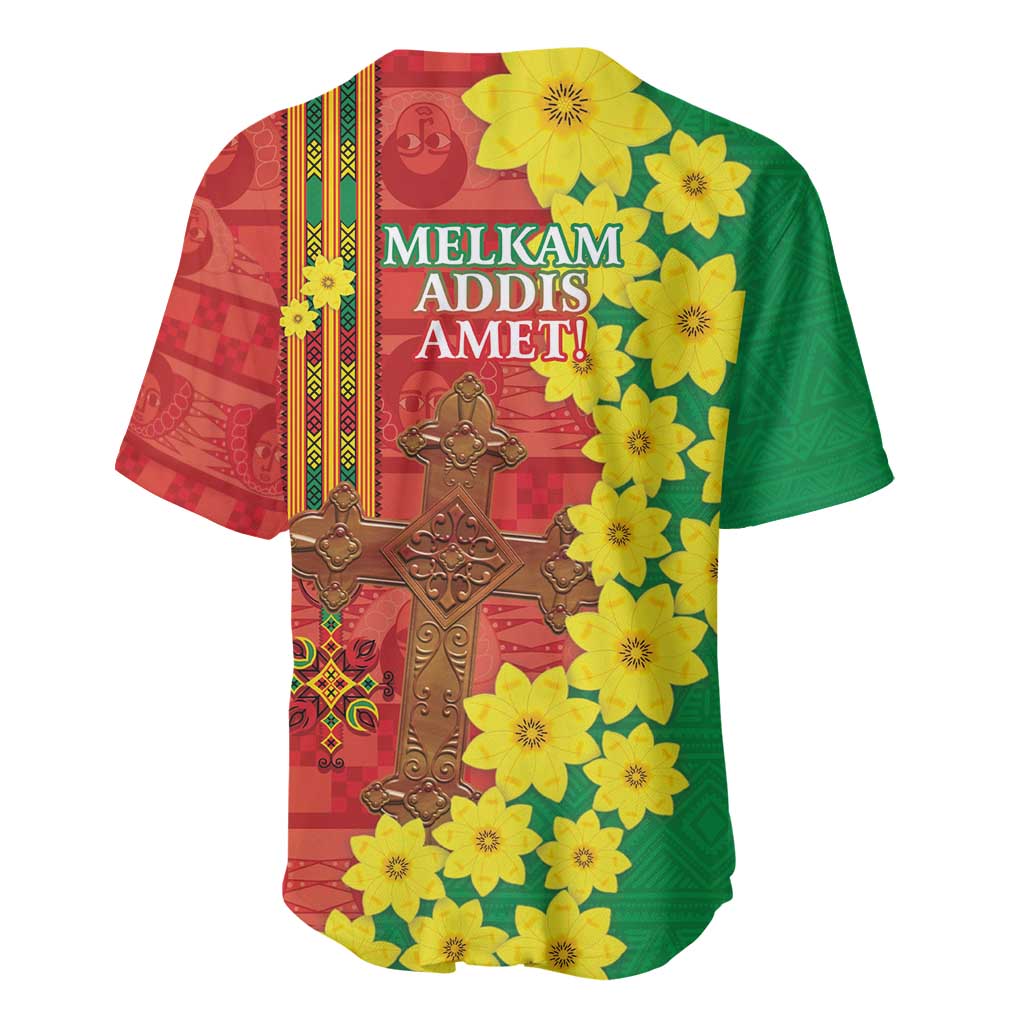 Enkutatash Ethiopia Baseball Jersey Melkam Addis Amet Adey Abeba Flower LT14