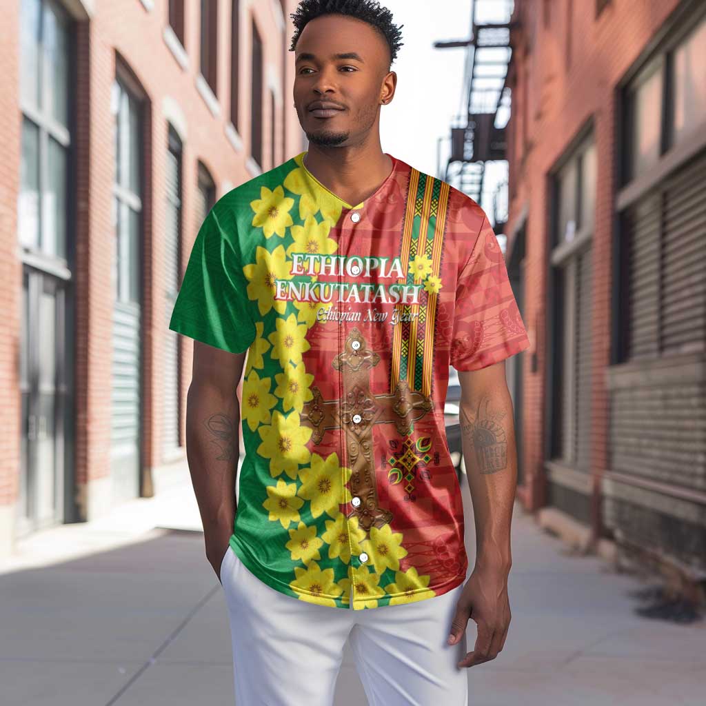 Enkutatash Ethiopia Baseball Jersey Melkam Addis Amet Adey Abeba Flower LT14