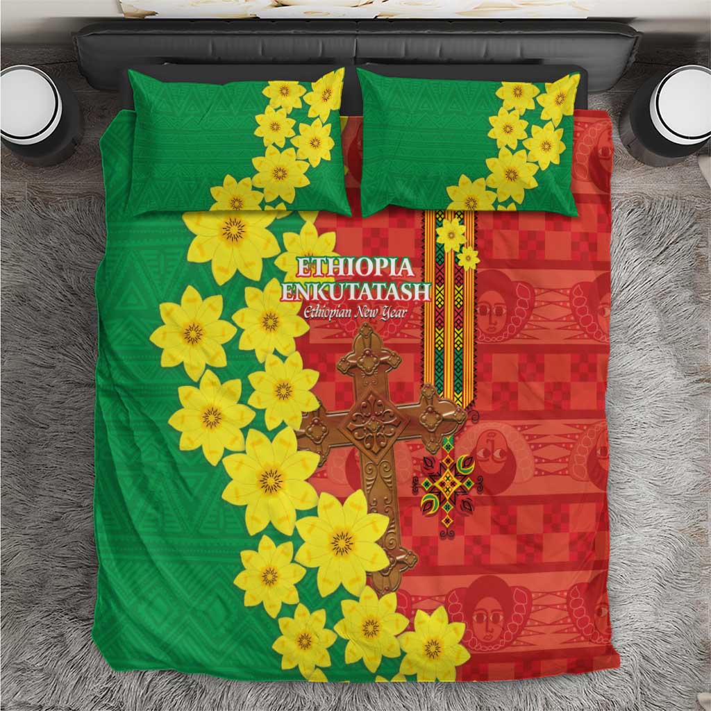 Enkutatash Ethiopia Bedding Set Melkam Addis Amet Adey Abeba Flower LT14