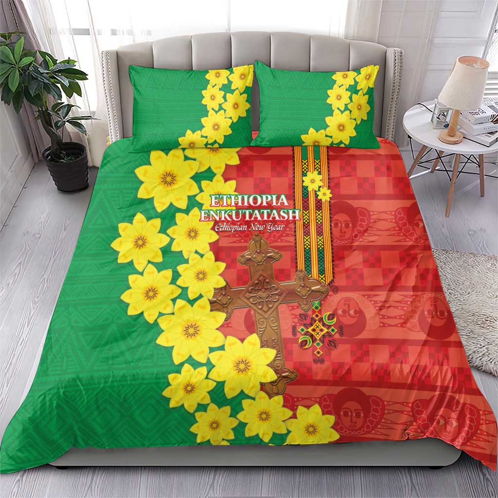 Enkutatash Ethiopia Bedding Set Melkam Addis Amet Adey Abeba Flower LT14