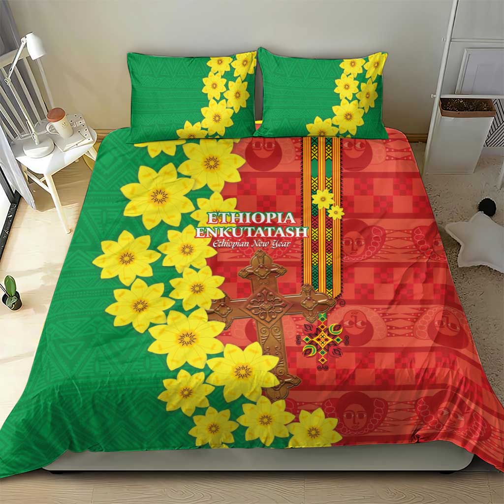Enkutatash Ethiopia Bedding Set Melkam Addis Amet Adey Abeba Flower LT14