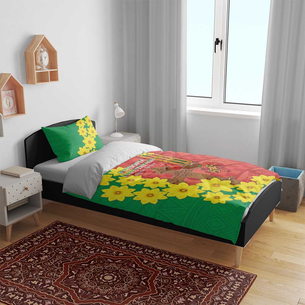 Enkutatash Ethiopia Bedding Set Melkam Addis Amet Adey Abeba Flower LT14