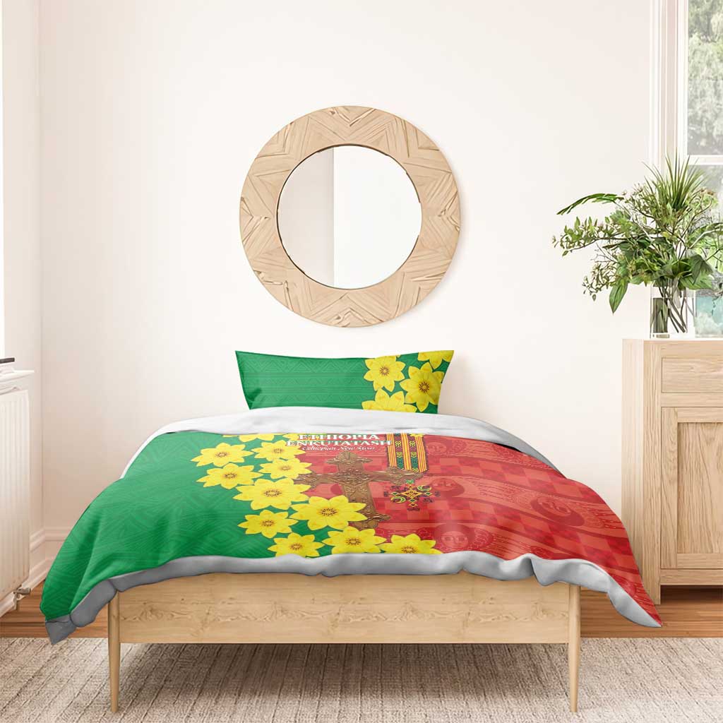Enkutatash Ethiopia Bedding Set Melkam Addis Amet Adey Abeba Flower LT14