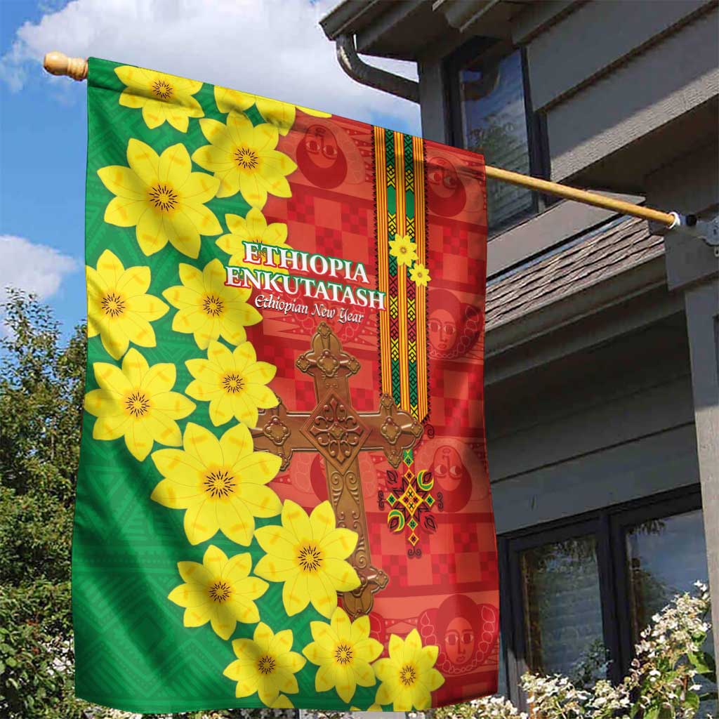 Enkutatash Ethiopia Garden Flag Melkam Addis Amet Adey Abeba Flower LT14