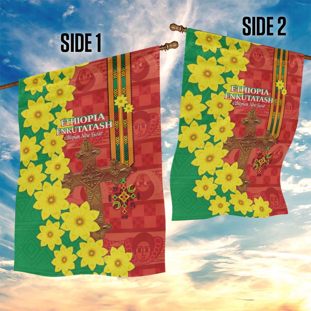Enkutatash Ethiopia Garden Flag Melkam Addis Amet Adey Abeba Flower LT14