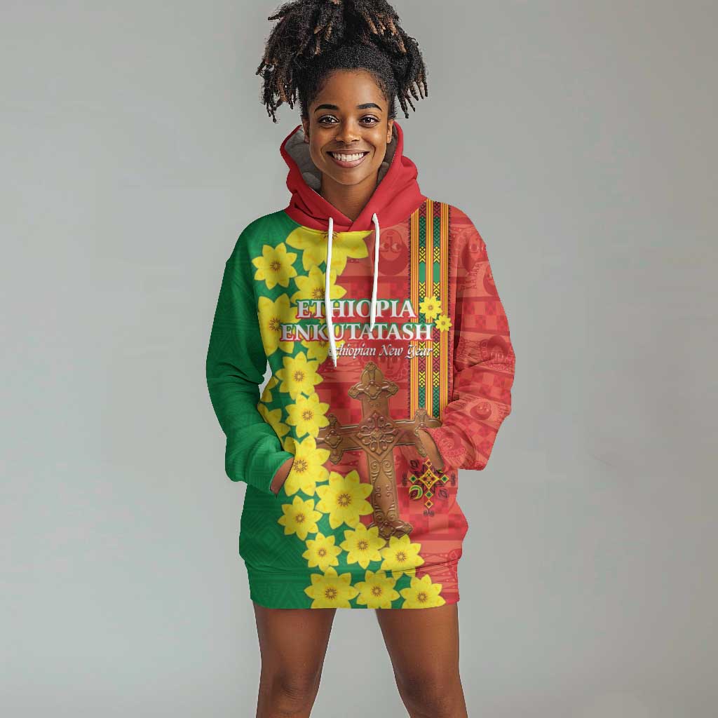 Enkutatash Ethiopia Hoodie Dress Melkam Addis Amet Adey Abeba Flower LT14