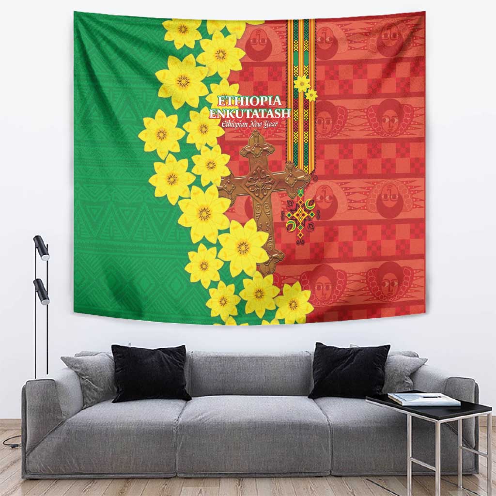 Enkutatash Ethiopia Tapestry Melkam Addis Amet Adey Abeba Flower LT14