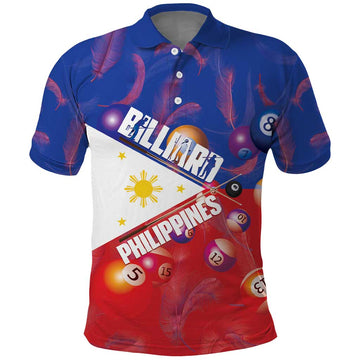 Personalised Philippines Billiards Polo Shirt Cue With Balls Flag Style LT14