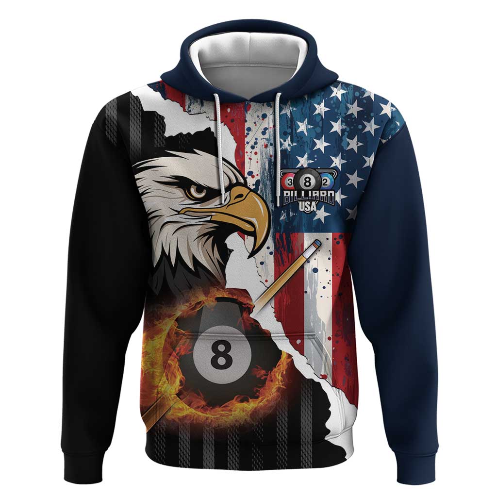 Personalized United States Billiards Hoodie Eagle On Fire 8 Ball LT14