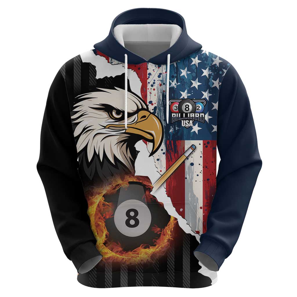 Personalized United States Billiards Hoodie Eagle On Fire 8 Ball LT14