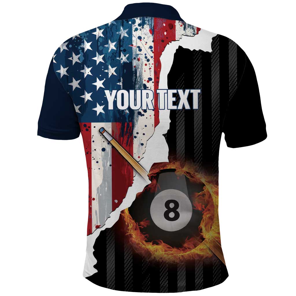 Personalized United States Billiards Polo Shirt Eagle On Fire 8 Ball LT14