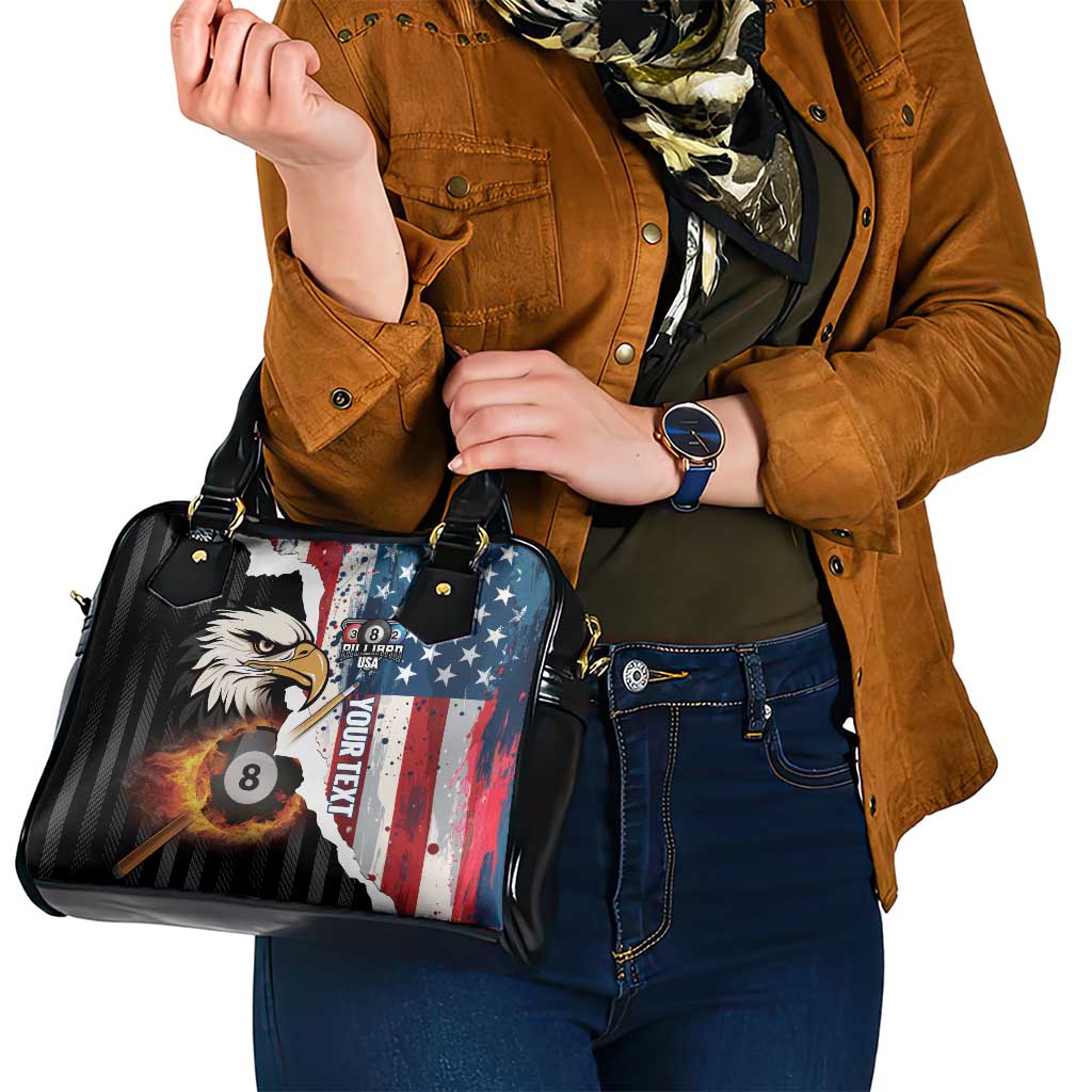 Personalized United States Billiards Shoulder Handbag Eagle On Fire 8 Ball LT14