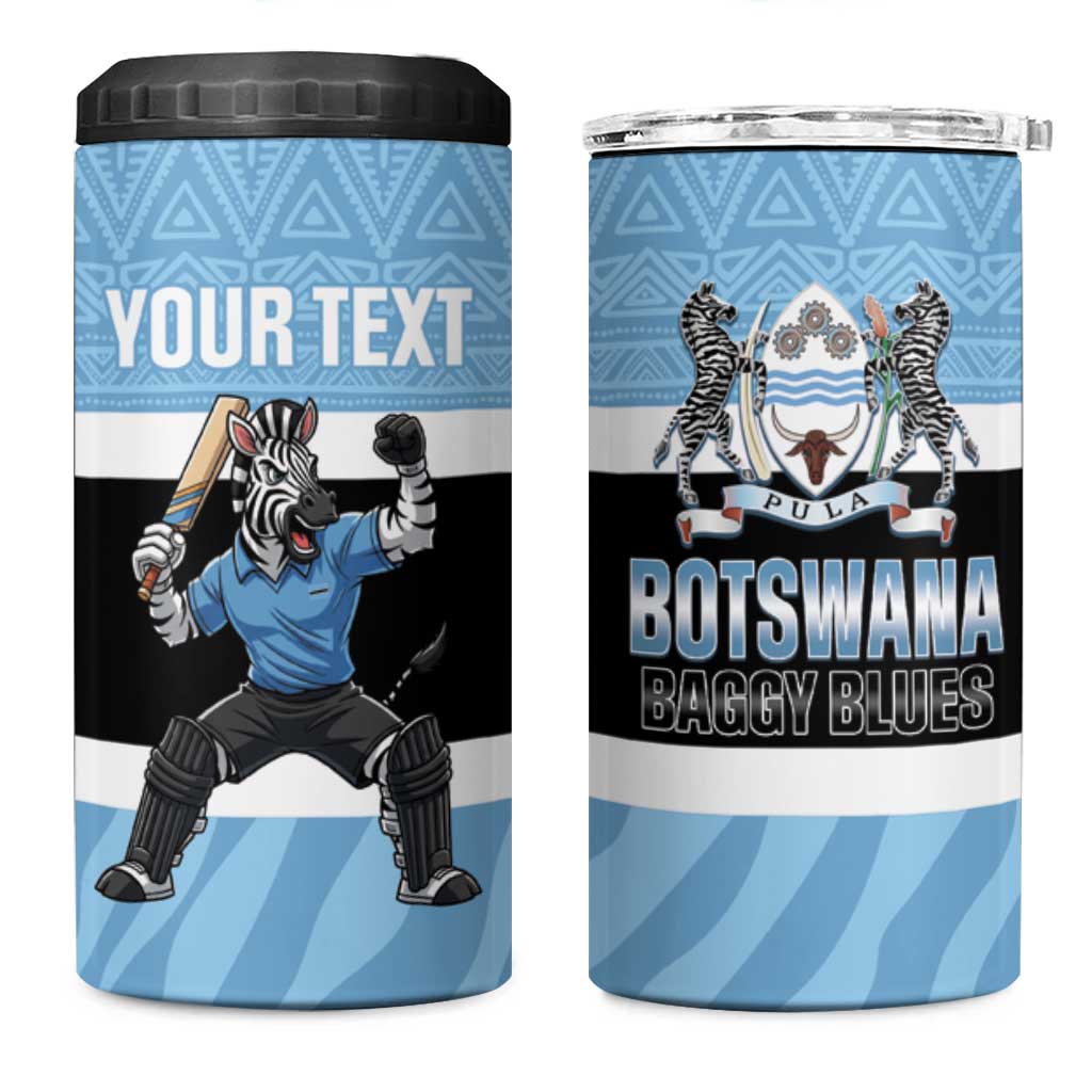 Afro Cricket Botswana Custom 4 in 1 Can Cooler Tumbler Go Baggy Blues Zebra Mascot LT14