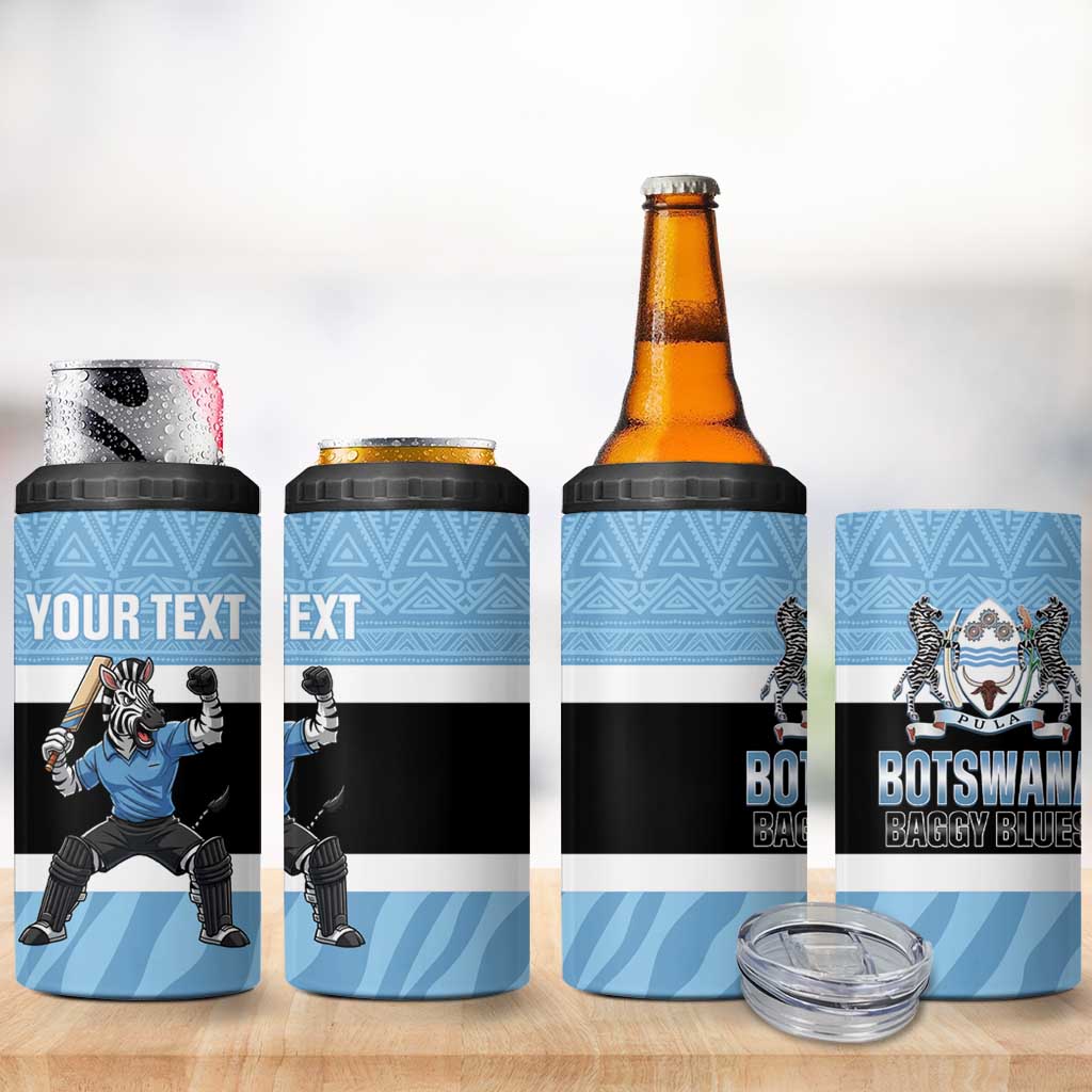 Afro Cricket Botswana Custom 4 in 1 Can Cooler Tumbler Go Baggy Blues Zebra Mascot LT14