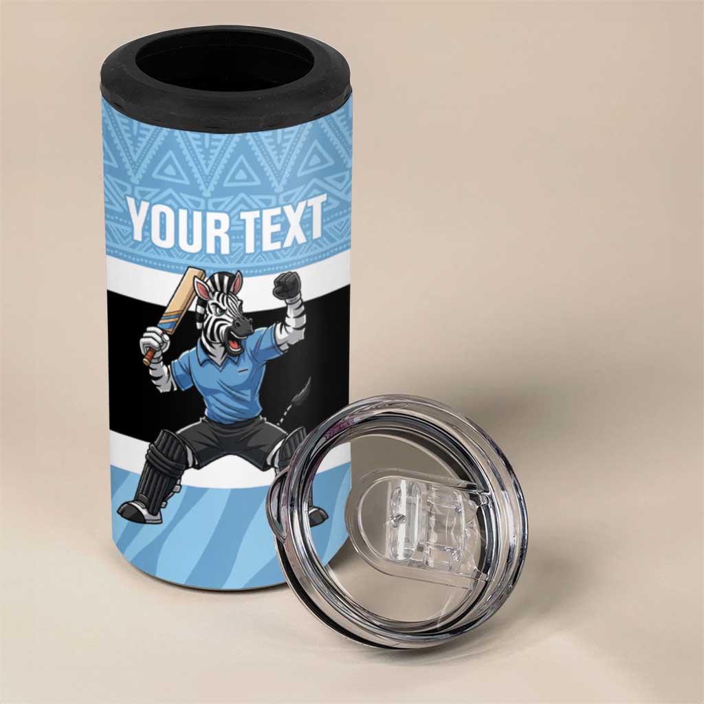 Afro Cricket Botswana Custom 4 in 1 Can Cooler Tumbler Go Baggy Blues Zebra Mascot LT14