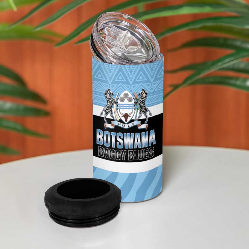 Afro Cricket Botswana Custom 4 in 1 Can Cooler Tumbler Go Baggy Blues Zebra Mascot LT14