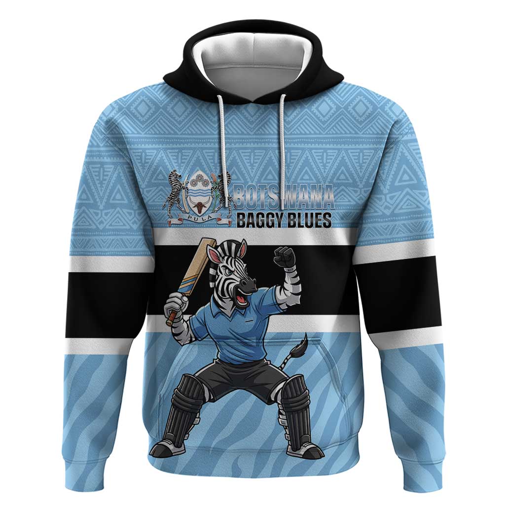 Custom Botswana Cricket Hoodie Go Baggy Blues Zebra Mascot LT14
