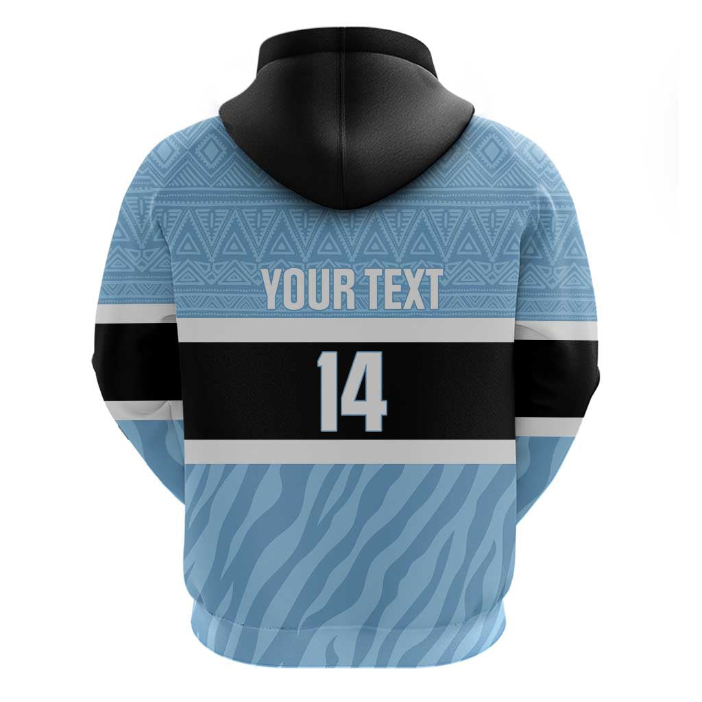 Custom Botswana Cricket Hoodie Go Baggy Blues Zebra Mascot LT14