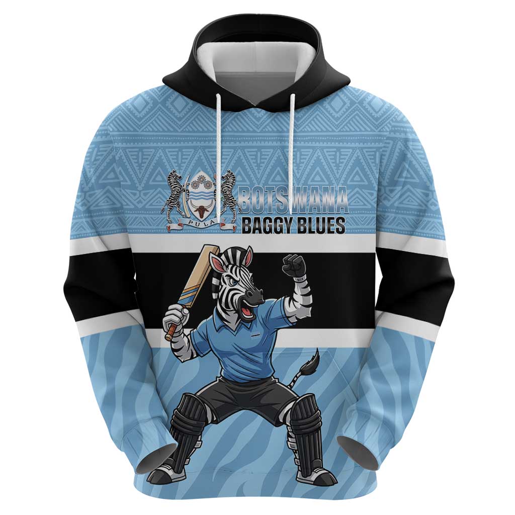 Custom Botswana Cricket Hoodie Go Baggy Blues Zebra Mascot LT14