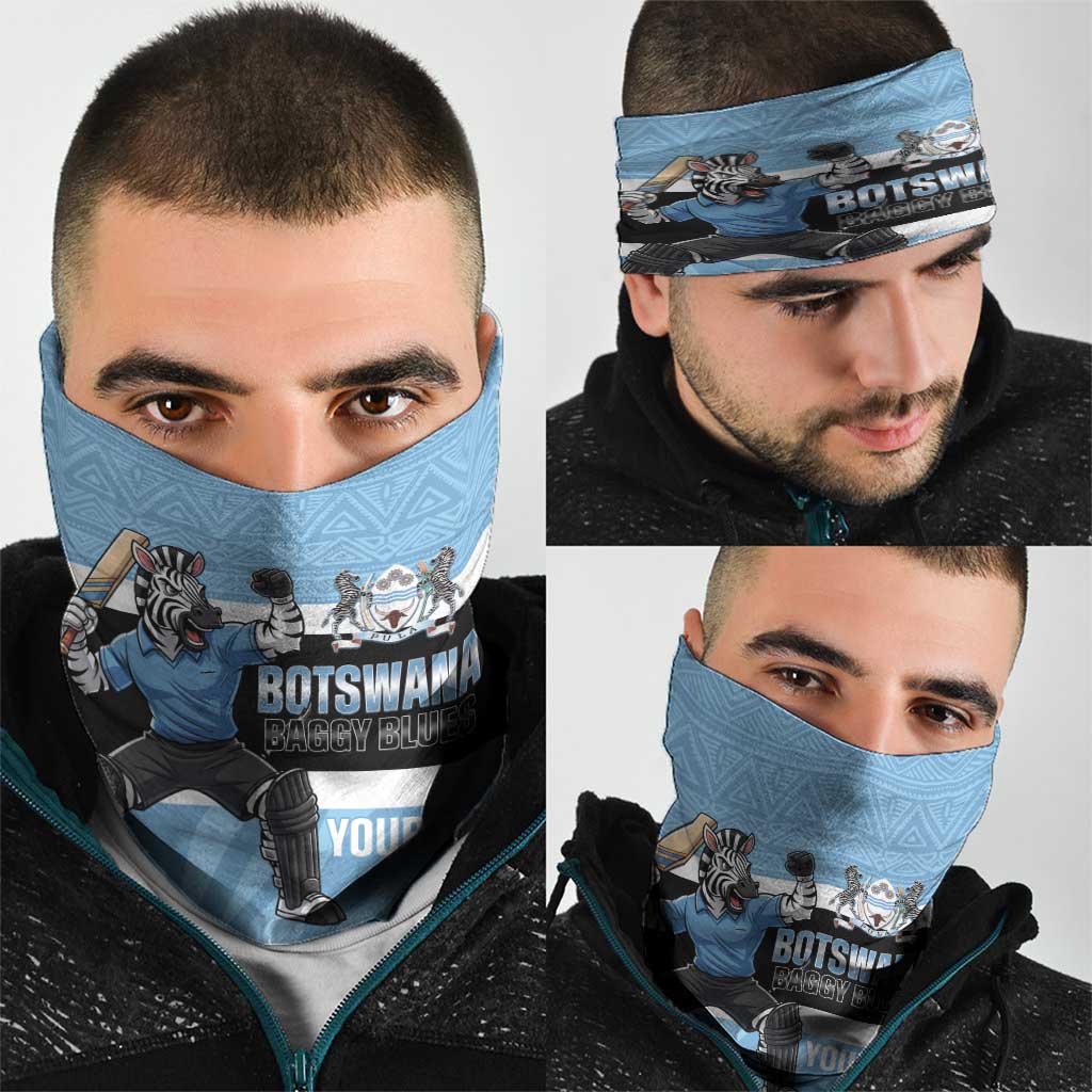 Custom Botswana Cricket Neck Gaiter Go Baggy Blues Zebra Mascot LT14