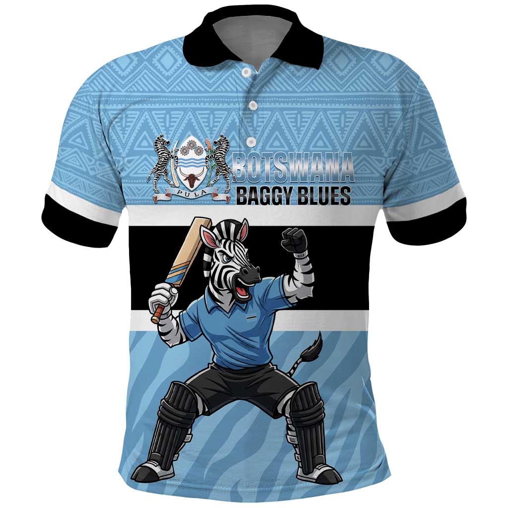 Custom Botswana Cricket Polo Shirt Go Baggy Blues Zebra Mascot LT14