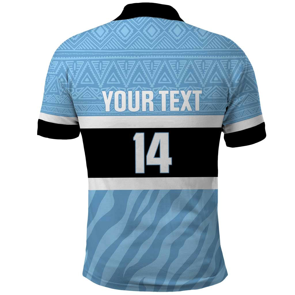 Custom Botswana Cricket Polo Shirt Go Baggy Blues Zebra Mascot LT14