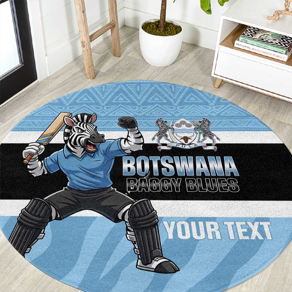 Afro Cricket Botswana Custom Round Carpet Go Baggy Blues Zebra Mascot LT14