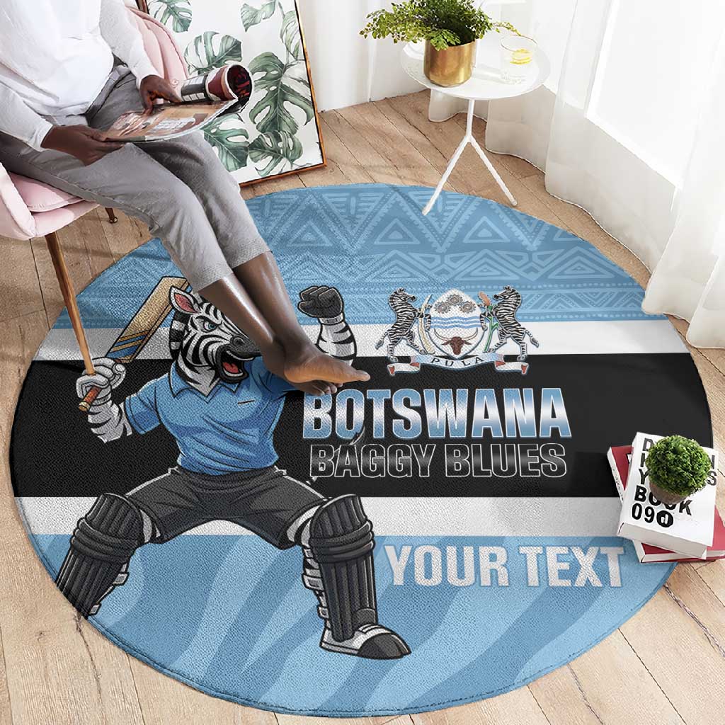 Afro Cricket Botswana Custom Round Carpet Go Baggy Blues Zebra Mascot LT14