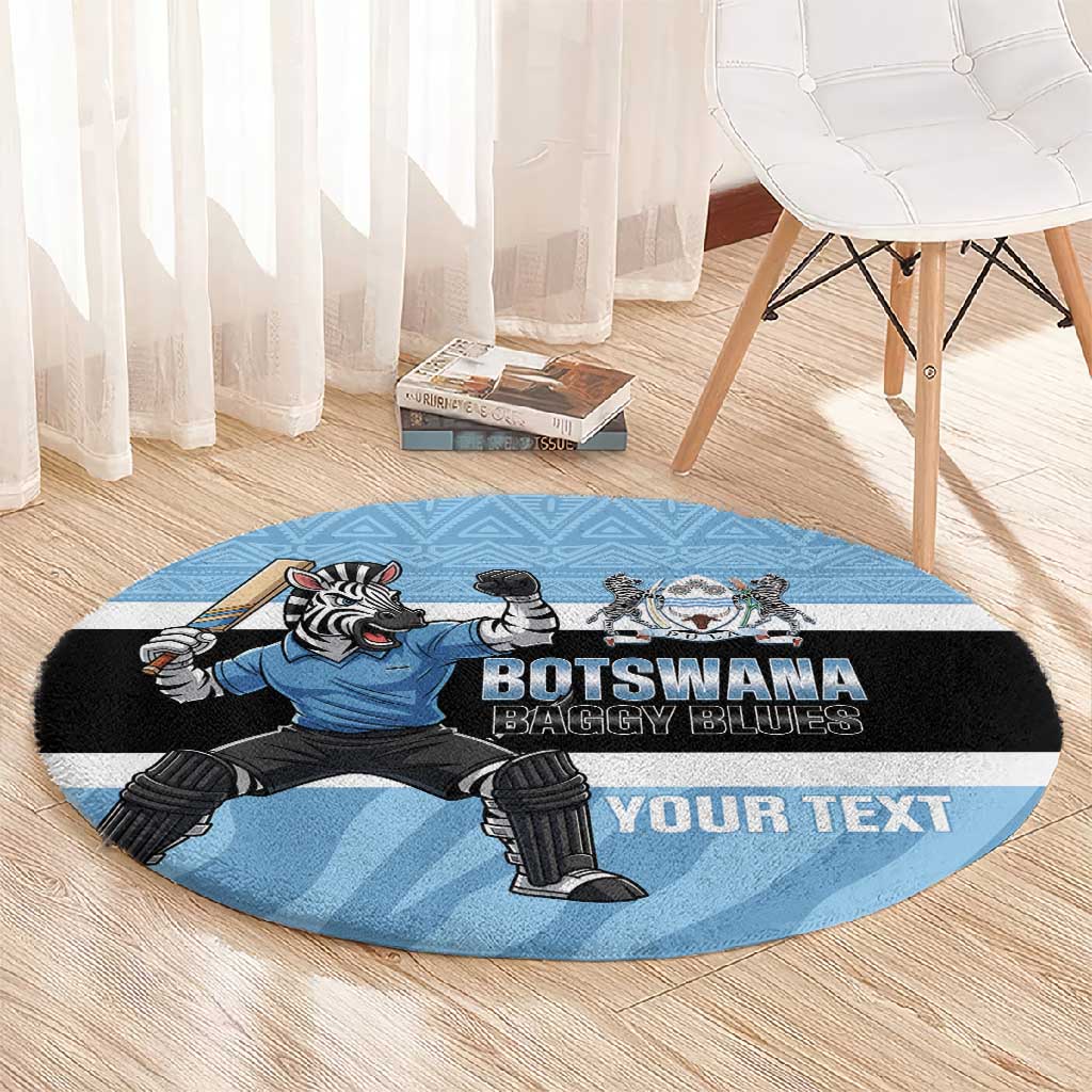 Afro Cricket Botswana Custom Round Carpet Go Baggy Blues Zebra Mascot LT14