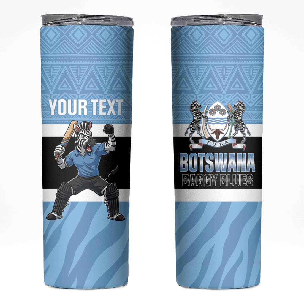 Afro Cricket Botswana Custom Skinny Tumbler Go Baggy Blues Zebra Mascot LT14